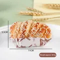 Realistic artificial bread model with sesame seeds and vintage wrapper, 11cm length - White Sesame