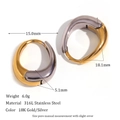 Two-tone 316L stainless steel U-shaped hoop earrings with size and weight details - Mini Pear Shaped Hoop Earrings - Two-Tone