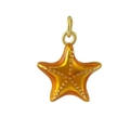 Macro view of 18k gold plated starfish pendant with orange enamel and bead details - 12-Orange Starfish