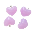 Set of four lavender purple acrylic heart charms with silver metal rings for DIY jewelry - Acrylic Violet (10pcs/pack)