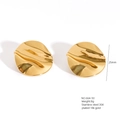Vintage 18K gold plated stainless steel round earrings with natural pleated texture - E664-50(Round Wrinkle)