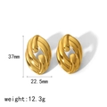 Exaggerated 18k gold plated twisted geometric earrings with dimensions and weight - Gold Exaggerated Oval Style (TE6802)