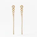 Elegant long tassel drop earrings in golden stainless steel with clear zircon stones - Gold Tassel Style (D2786)