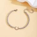 Silver beaded bracelet featuring a horseshoe charm and adjustable lobster clasp - Horseshoe / Steel