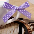 Purple satin ribbon bow with white polka dots for gift boxes and DIY wedding decoration - Purple