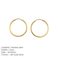 Minimalist 1.5mm stainless steel 14K gold-plated round hoop earrings for women - 30mm x 1.5mm Hoop Earrings (YE16794) / Steel