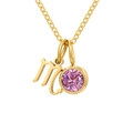 Collana Virgo in acciaio dorato con un pendente in pietra preziosa rosa e viola - Ottobre Rosa Scorpione - Color Oro