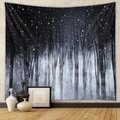 Dettaglio dell'arazzo foresta innevata con nebbia monocromatica e tronchi d'albero - 73X95CM / Foresta Innevata Notturna (Spazzolato)