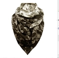 Thick warm scarf with floral butterfly print and button closure in brown and beige - 150*75cm / Dark Brown Beige Flower Butterfly (Image 42)