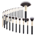 Set professionale di 20 pennelli per trucco con manici nero opaco e dettagli oro - Set di 24 pennelli da trucco opachi nero oro (sacchetto OPP)