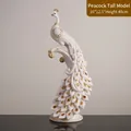 Elegant white and gold peacock resin statue for home decor, tall 40cm variant - Tall Peacock