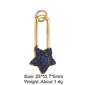 Star-shaped gold charm pendant with blue and black micro-inlaid cubic zirconia stones - Star Ornament 10