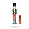 56cm traditional wooden nutcracker soldier holding golden trumpet in royal blue uniform - Musician Style (R5504)