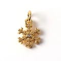Macro shot of a gold-plated snowflake pendant with a sparkling cubic zirconia center - Snowflake