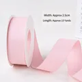 Soft pink satin ribbon roll 2.5cm wide and 15 yards long for Christmas tree decor - 2.5cm Lotus Pink Polyester Cotton Ribbon 15 Yards