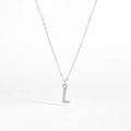 S925 sterling silver L-letter pendant necklace with sparkling diamonds for women - 925 Silver / L