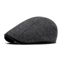 Cappello newsboy in tweed grigio scuro con motivo classico britannico per l'inverno - Regolabile / Grigio