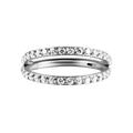 Three-layered silver stainless steel septum ring set with sparkling white cubic zirconia - #3-Double Row Parallel Zirconia / 1.2*8mm / Steel
