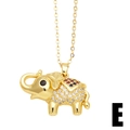 Gold elephant pendant necklace with colorful zircons and a fine gold chain - Style E (Back Colored Embellishment)