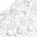 Christmas Kraft paper gift wrap roll with black doodle Santa and reindeer patterns - Santa Claus Head Graffiti / 43cm*3m