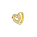 Fashionable gold-plated heart huggie earring with micro-paved clear cubic zirconia - Hollow Heart / Gold