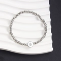 Bracciale di perle in acciaio inossidabile argento da 4mm con ciondolo Mano di Fatima - Stile Mano di Fatima (NS10-6)