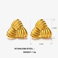 Gouden geribbelde driehoekige oorbellen van roestvrij staal, maat 2,5 cm - Gouden driehoekige oorknopjes
