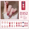 Unghie finte sfumate rosa glitterate con fiocchi viola 3D e strass brillanti - Stile Strass Fiocco 3D Sfumato Rosa Rosso (D352)