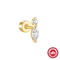 Elegant gold S925 sterling silver cartilage stud with round and marquise zircons - Gold #9 (Double Stone Drop)