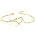 Detail eines goldenen Armbands mit Herz und Unendlichkeitssymbol mit klarem Zirkon - Armband / Gold