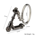Miniature gun metal scooter keychain pendant with detailed 37mm size specifications - X-1279 Children's Kick Scooter / Black