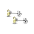 Titanium steel stud earrings with light yellow zircon and silver-tone butterfly back - 3mm / Steel Lemon Zirconia