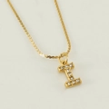 Gold plated stainless steel necklace featuring a crystal letter I pendant on a thin chain - Letter I (With Chain)