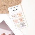 Detailed shot of 8 mini matte butterfly hair clips in mixed pastel colors on card - 8 Pcs Set / 3D Matte Series