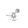 Silver stainless steel butterfly labret stud with crystal bow and flat back base - Bow Pendant (4#) / Silver