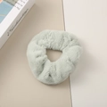 French style light green faux fur scrunchie with high elasticity for elegant hair styling - Green