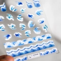 Stereo 5D dünne Nagelkunst Aufkleber mit blauen Meereswellen und Wasserwellen Mustern - TS-781 Relief (Blaue Meereswellen)