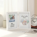 Cadre photo double blanc minimaliste 13x18 cm pliable avec charnières en métal - 6 Pouces / Double Pliage - Blanc