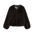 Chaqueta de béisbol de piel sintética para mujer en marrón oscuro con cremallera - XS / café
