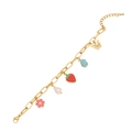 Edelstahl Armband in Gold mit Anhängern wie Erdbeere, Blume und Schmetterling - 2# Armband
