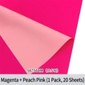 Two-tone magenta and peach pink waterproof florist wrapping paper, 20 sheets pack - Magenta + Peach Pink
