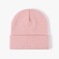 Minimalist light pink knitted beanie hat for women featuring warm double-layered fabric - 4-Seam Light Dusky Pink