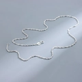Minimalist S925 sterling silver Singapore water wave chain necklace in bright silver finish - Water Wave Chain 18in / Silver