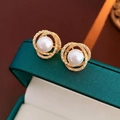 Orecchini a perno in oro con doppia spirale e pavé di cristalli scintillanti eleganti - Stud orecchini / Oro (Placcato oro vero con perno in argento)