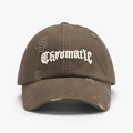 Berretto marrone con ricamo Chromatic bianco e dettagli strappati stile vintage - Regolabile / caffè