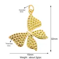 Gouden vlinder hanger met gele zirkonia-stenen en gedetailleerde afmetingen - K538619-Gold Matte Vlinder