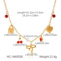 Gedetailleerde afmetingen voor gouden ketting met kersen-, hart- en slotvormige hangers - Kers Strik Hart Slot (HC-N40558)