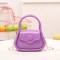 Mini purple jelly handbag in glossy silicone with a stylish gold chain strap - Purple