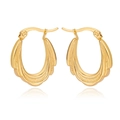 Polished 18K gold plated stainless steel hollow hoop earrings with textured finish - U-shaped Matte Texture Style (C027)