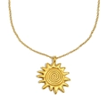 Collar de acero inoxidable chapado en oro de 18K con colgante de sol y diseño en espiral - Colgante Sol Huella Dactilar - Dorado